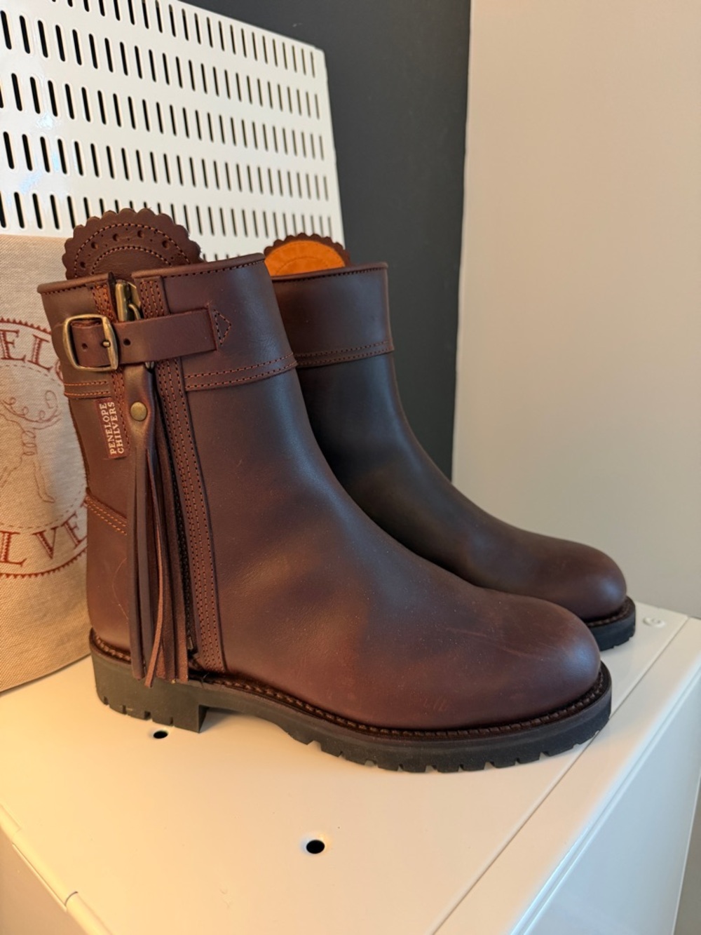 Penelope Chilvers Cropped Wool-Lined Tassel Boot (NEW)